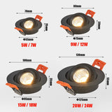 Dimmable Recessed COB LED Downlights 360° Rotating 9W 12W 15W 18W 20W 24W Ceiling SpotLights AC85~265V Lobby Living Room Bedroom