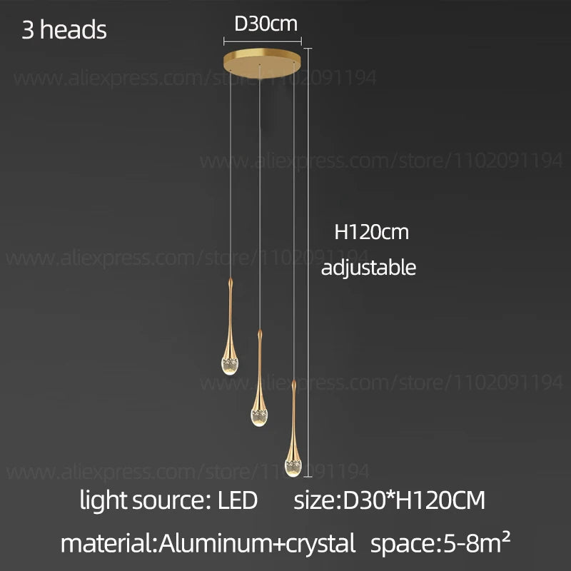 Crystal Chandelier Modern Villa Living Room Chandelier Hanging Lamp LED Crystal Lamp Exhibition Hall Staircase Pendant Lamp