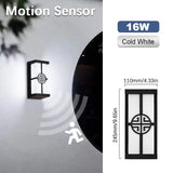 Motion Sensor LED Wall Light 16W Indoor&Outdoor Waterproof IP66 Porch Wall Lamp Home Sconce Decoration Lighting