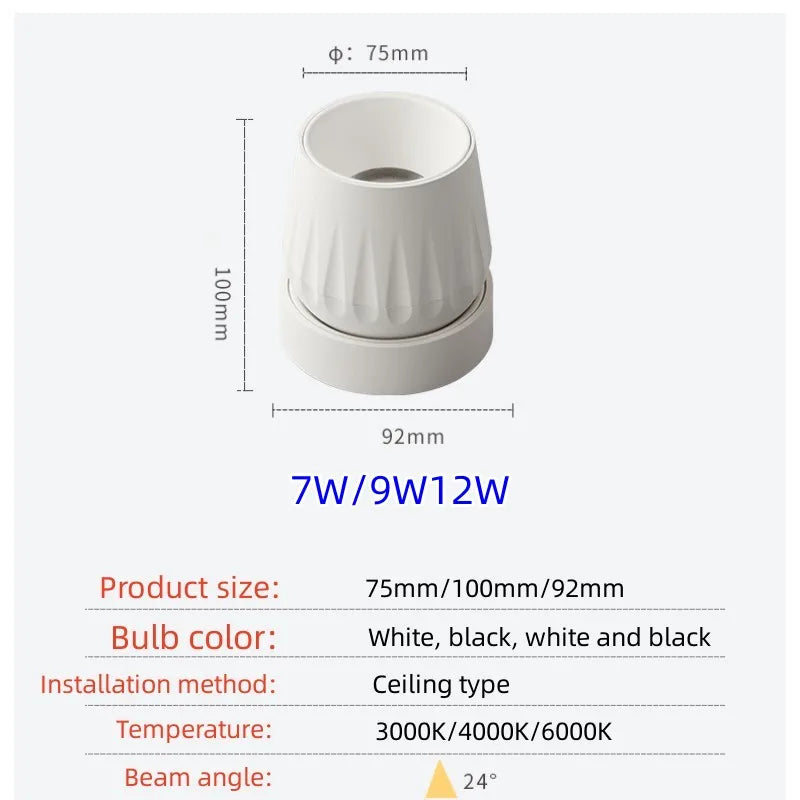 Tunable bright mounted spotlight LED ceiling light COB ceiling downlight 7W9W12W.AC110V-240V