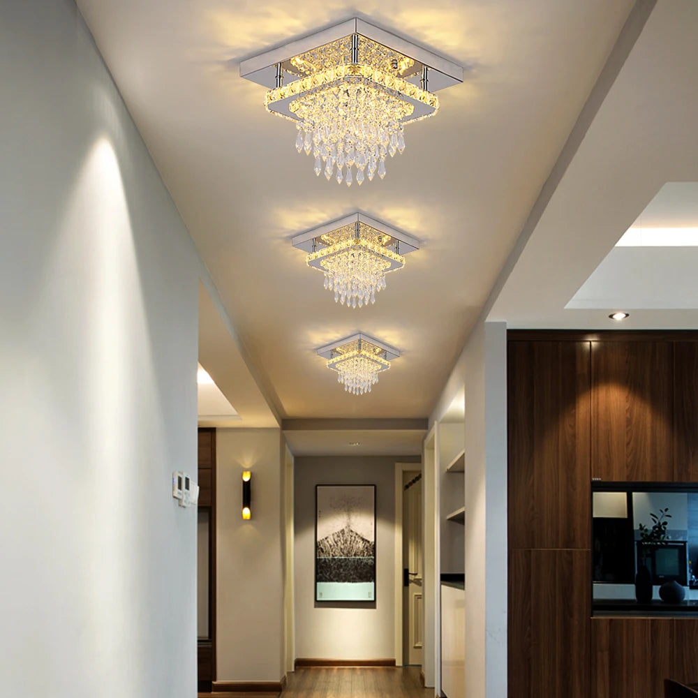 Modern Ceiling Light Led Crystal Chandelier Living Room Bedroom Lustre Aisle Luminaire Home Decor Pendant Lamp Hanging Fixture