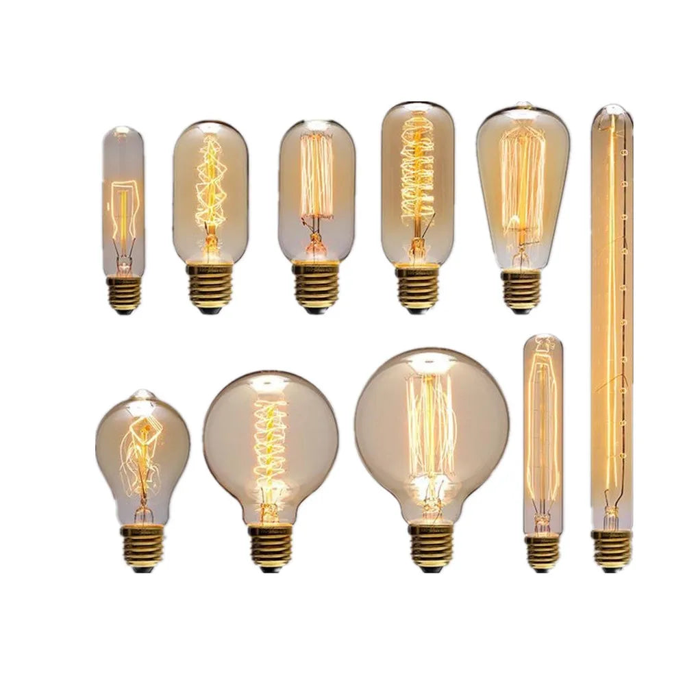 Edison Bulb E27 40W 60W 80W 220V C35 ST64 T45 BT53 A60 G80 G95 G125 Filament Incandescent Light Ampoule Vintage Lamp For Decor