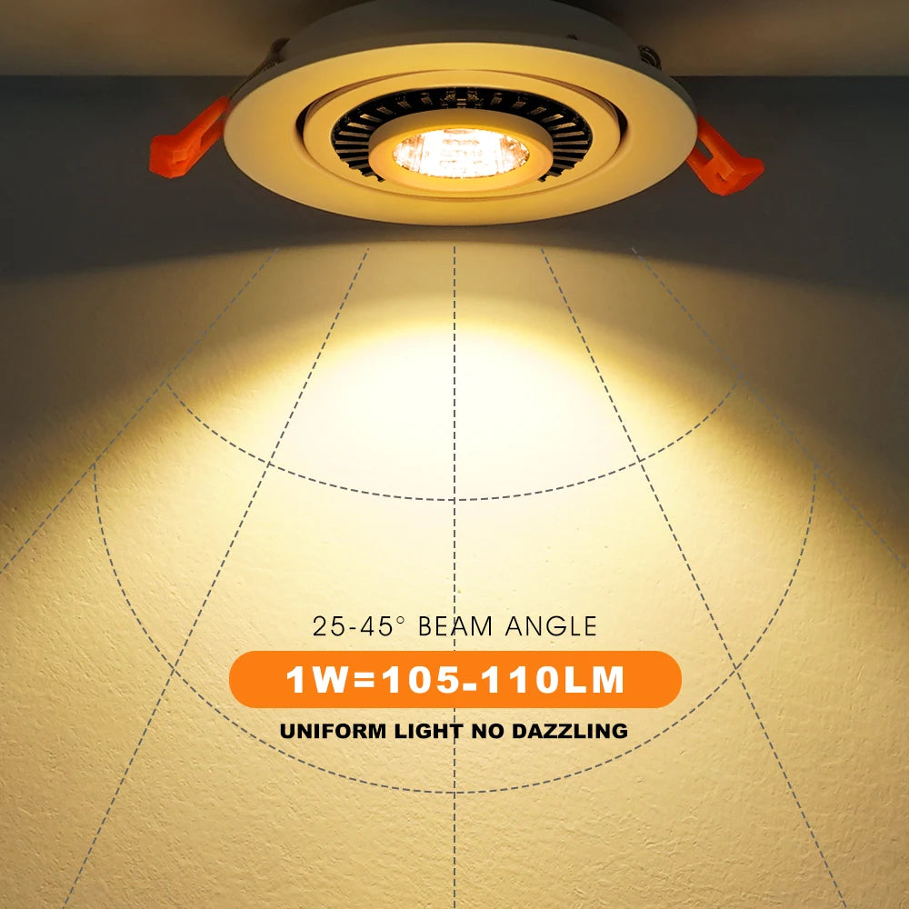 LED Downlights Dimmable 360 Angle Adjustable COB Ceiling Recessed Downlights 5/7/10/12/15/18W Ceiling Spot Lights Home Bedroom