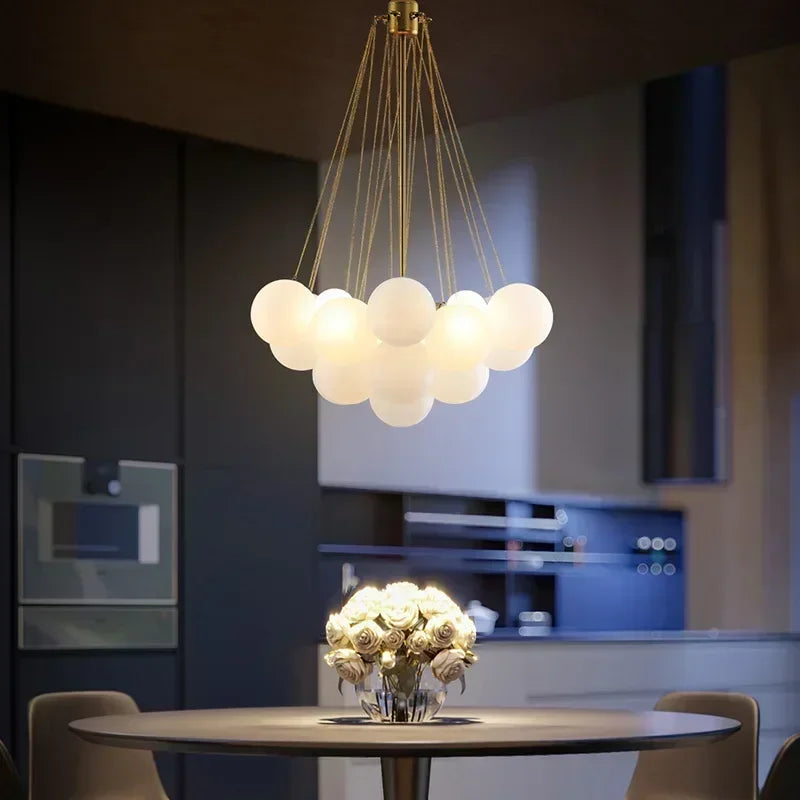 Modern Glass Balls Chandeliers Black/Gold Dining Living Room Bedroom Cafes Hall Home Decor Pendant Light Indoor Lustre Luminaire
