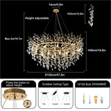 Retro K9 Crystal Tree Branch Chandelier - Modern LED Pendant Light Fixture for Villa Lobby, Foyer, Living Room & Weddings