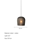 Modern Creative Led Pendant Lamp Handmade Rattan Bedside Dining Room Bar Chandelier Bedroom Bedside Lamp Hanging Light Fixture
