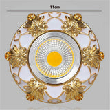 European Square Resin Golden Lace LED Recessed Downlight (3W/5W 220V) - Luxury Vintage Ceiling Spotlight Fixture (Fits 7.5cm Cutout) for Foyer, Dining Room & Corridor Decor