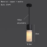 Natural Marble Chandelier Brass E14 Bulb For Bedroom Dining Room Shop Bar Stone Dropshipping Gold Black Cord Adjustable