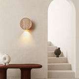 IWHD Home Decor LED Wall Light Fixture Coffee Corridor Living Room Nordic Modern Column Yellow Travertine Stone Wall Lamp Sconce