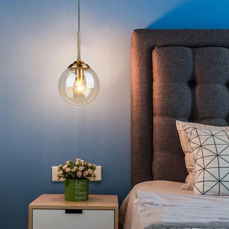 Nordic Modern LED Hanging Lamp Glass Pendant Lights for Kitchen Dining Room Bedroom Nordic Pendant Lamps Home Lighting Fixtures