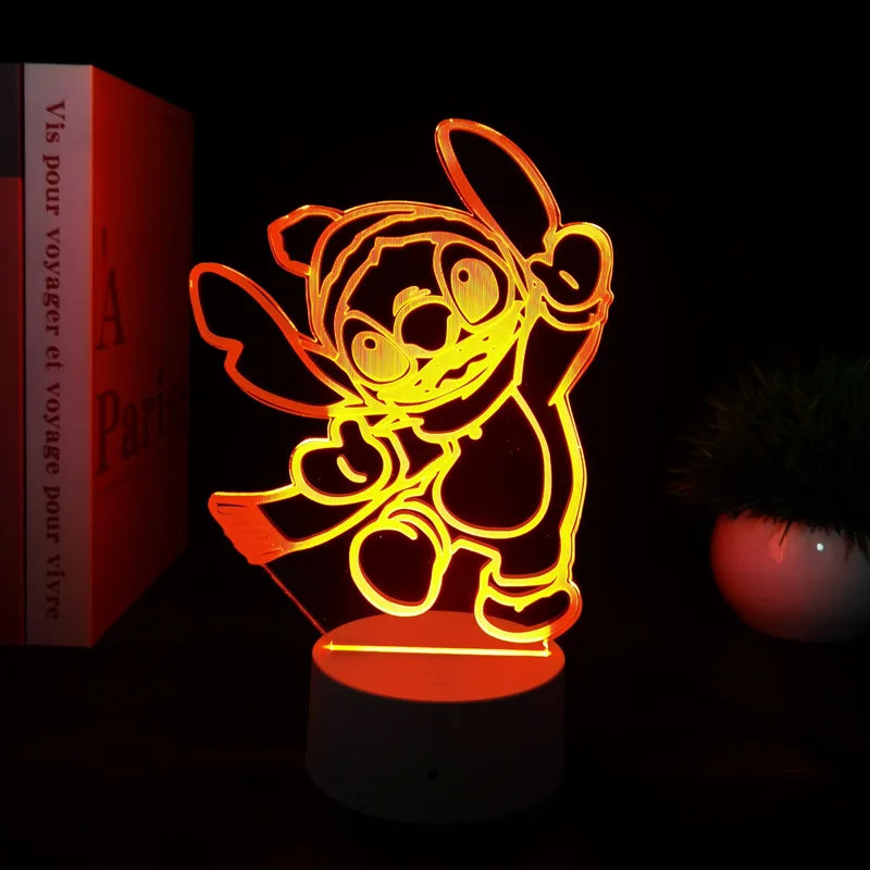 3D Illusion Stitch Night Light with Remote Control and Smart Touch Room Decor Lamp Birthday Valentine's Day Christmas Gifts