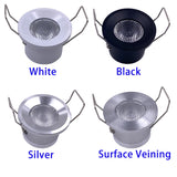 Mini 12V 1W Embedded LED Downlight Ceiling Spotlight - Small Built-in Recessed Cabinet & Bathroom Light (Silver, White, Black Shell)