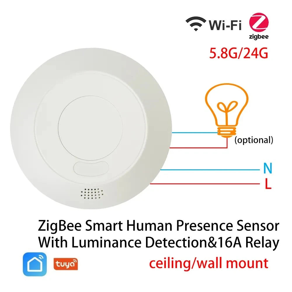 24G Mm Wave Radar Human Body Presence Motion Sensor For Light Switch Luminosity Detection 110/220V Tuya Smart Life Home