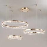 Modern Luxury Style Led Chandelier For Living Room Bedroom Dining Room Pale Gold Luster Lamp Round Ring Design Pendant