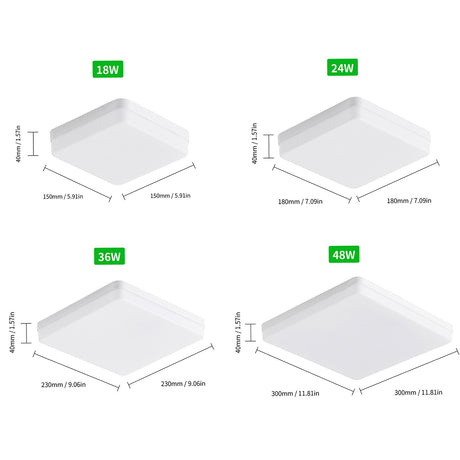 18/24/36/48W Square Ceiling Lamp LEDs Ceiling Light Flush Mounting Convenient Super Bright Ceiling Lamp Kitchen Bedroom Hallway