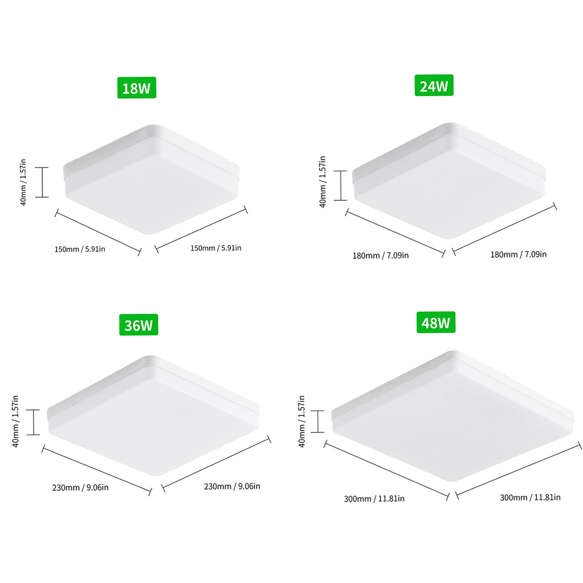 18/24/36/48W Square Ceiling Lamp LEDs Ceiling Light Flush Mounting Convenient Super Bright Ceiling Lamp Kitchen Bedroom Hallway