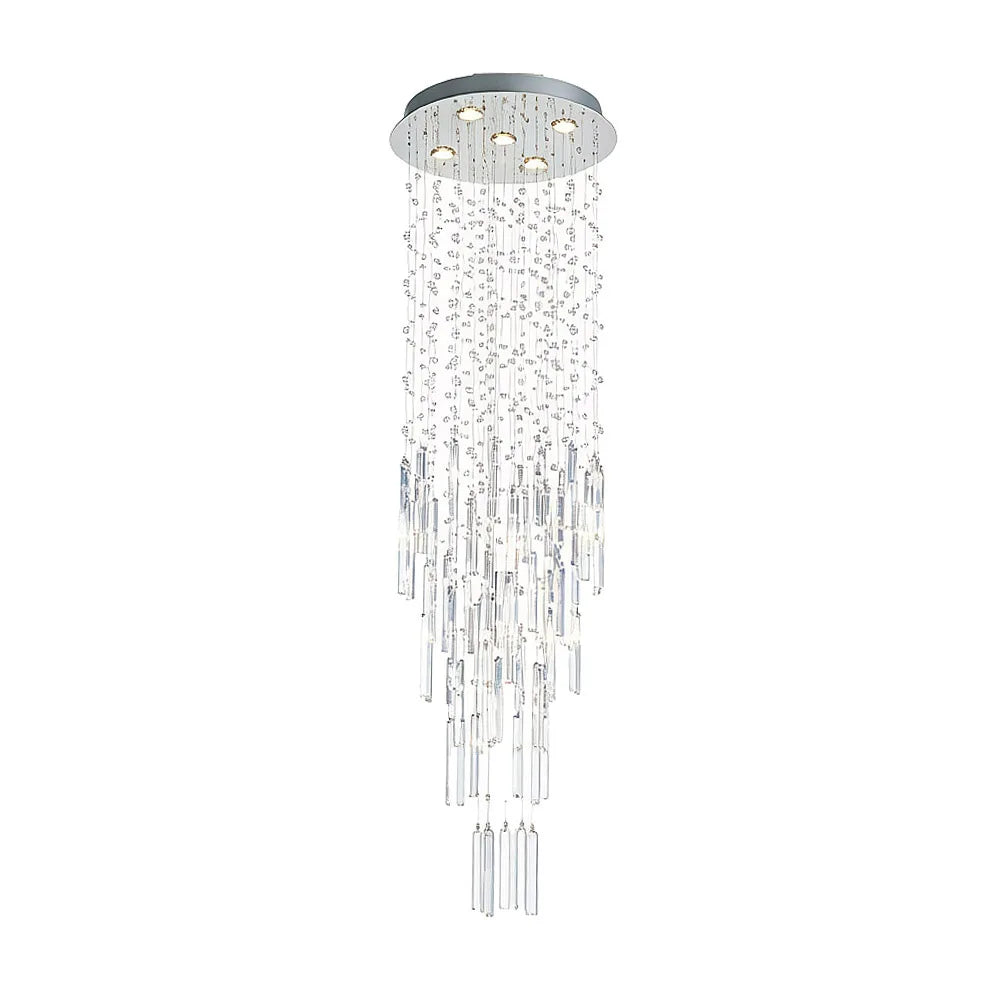 Modern Long Crystal Chandelier For High Ceiling Villa Staircase LED Raindrop Hanging Light Duplex Loft Foyer Ceiling Lamp