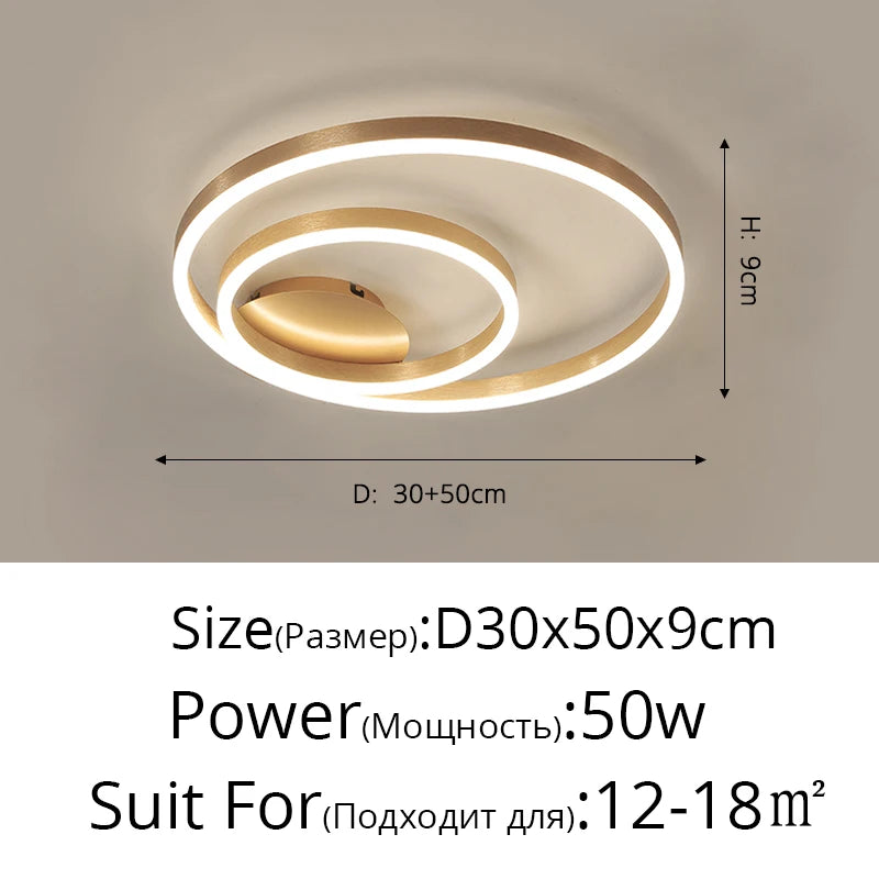 Nordic Creative Led Circle Chandeliers Bedroom Living Dining Room Lighting Chandelier Home Indoor Lamps Golden Brown Glossy Lamp