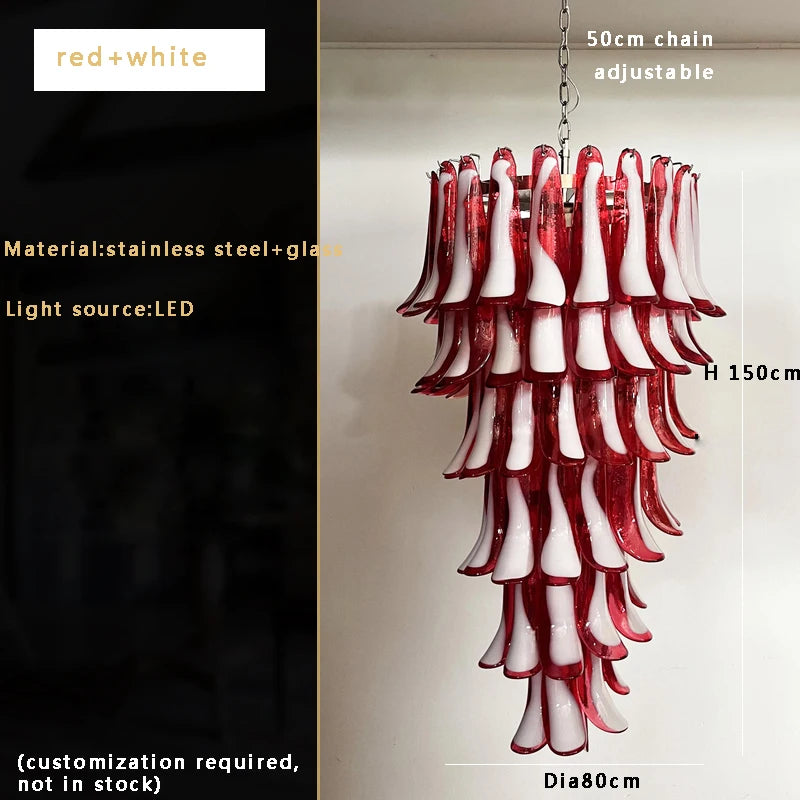 Pink White Large Ceiling Pendant Light Home-appliance High Ceiling Glass Hanging Lamp Lustres Foyer Lighting Extremely Expensive