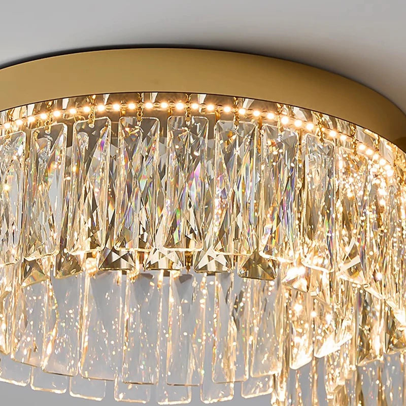 Modern Round Crystal Ceiling Light for Living Room Dining Room Bedroom Study Gold Minimalist LED Indoor Decor Ceiling Lamp