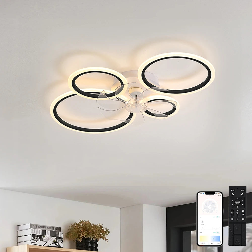Modern LED Ceiling Fan with Light - Low Noise Chandelier for Bedroom & Kitchen