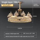 Building Home Atmosphere Living Room Postmodern Light Luxury Double-Layer Crystal Chandelier Villa Building Duplex Pendant Light