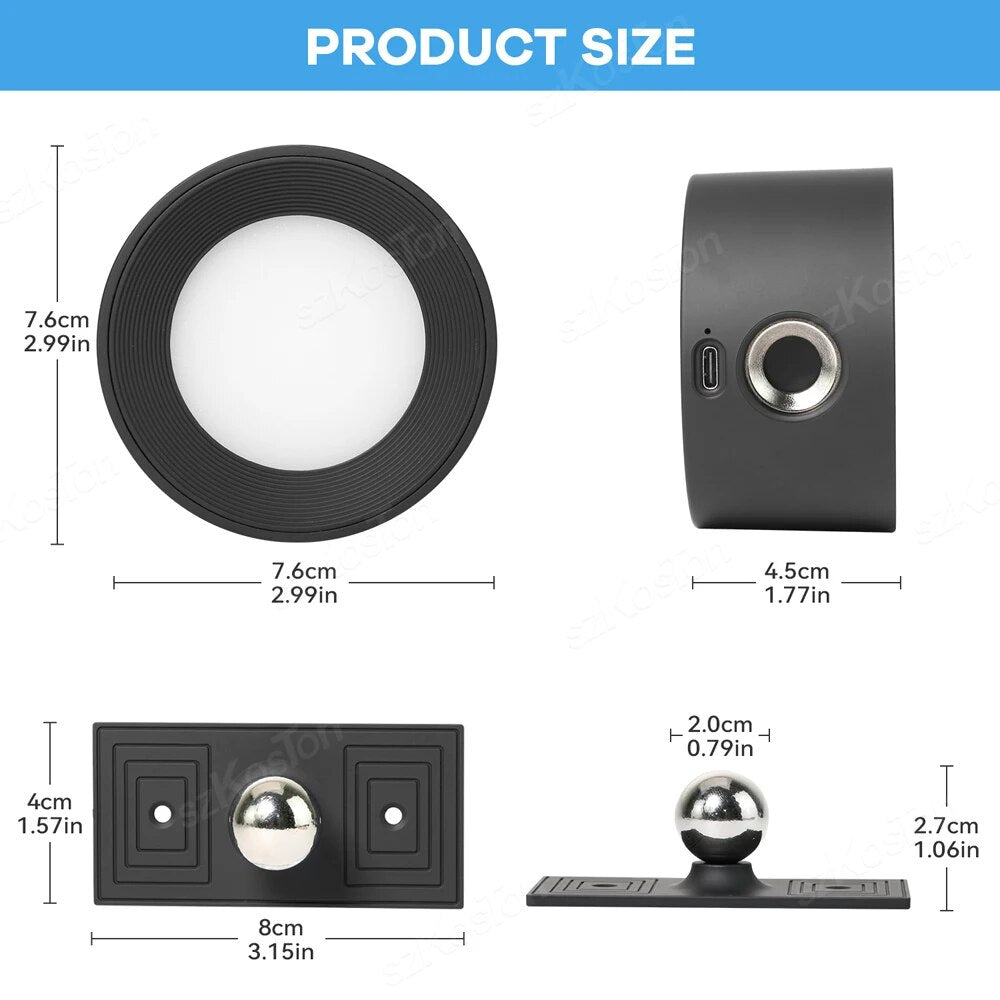 LED Wall Light 360 Rotate Rechargeable Wall Mounted Sconce Lamps Modern Nordic Luminaire Indoor Decor Cordless Wall Light