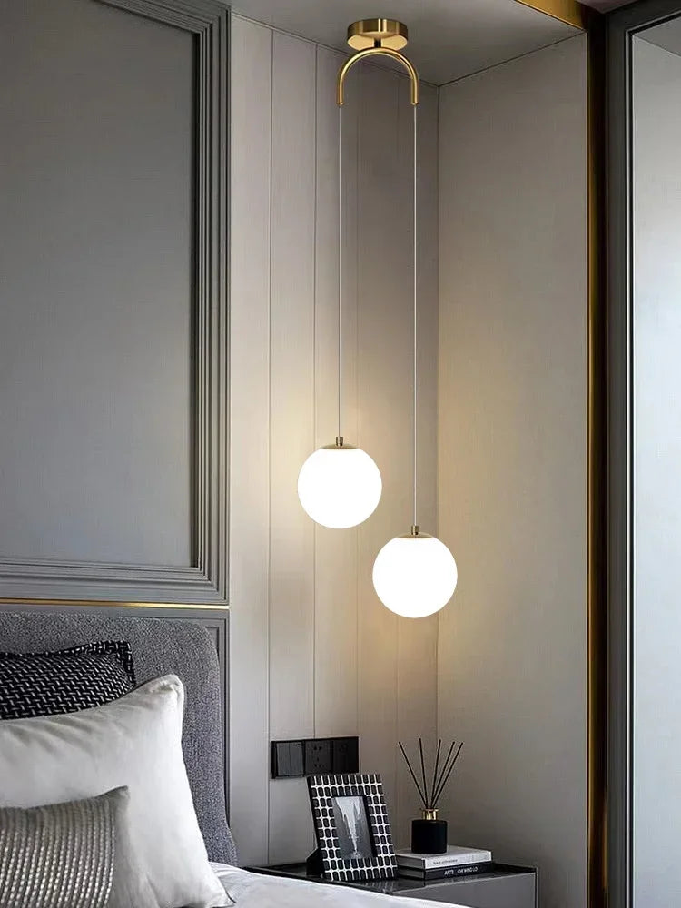 Modern Glass Chandeliers Lighting for Dining Room Bedroom Home Restaurant Bar Decor Hanging Bedside Lamp LED Pendant Lamps