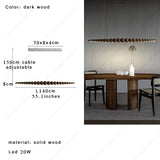 2026 Oriental Solid Wood Carving Chandelier - Long LED Dining Room Light