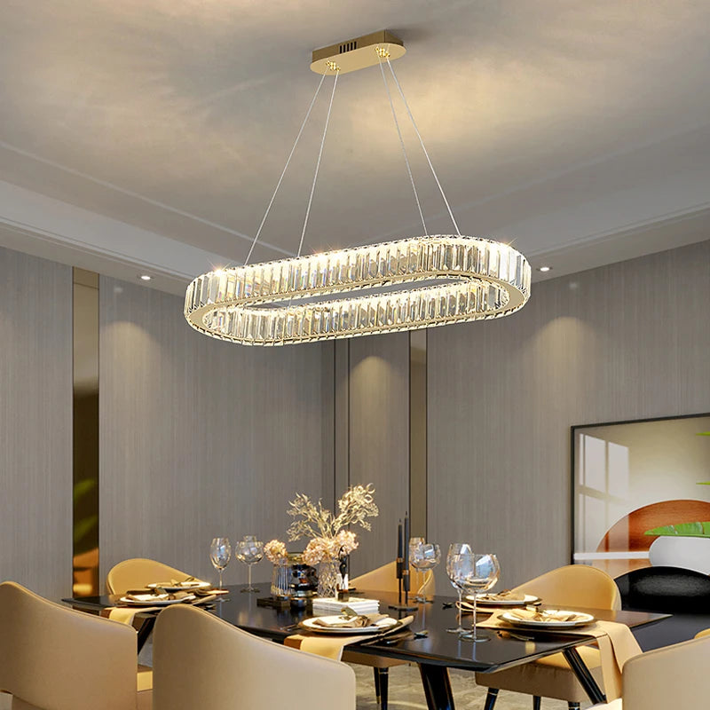 Modern Luxury Crystal Pendant Lights Home Dining Room Bar LED Lighting Lustre Decoration Indoor Ceiling Chandelier Lamp Fixtures