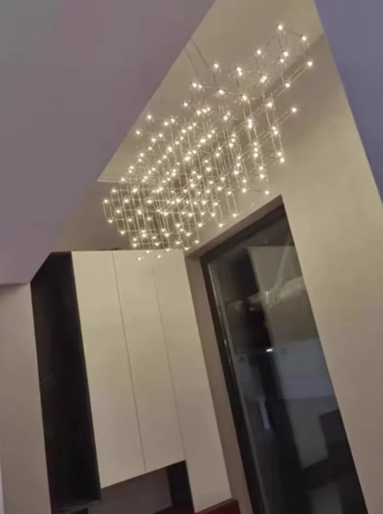 Nordic Restaurant Pendant Light Modern Simple LED Starry Sky Atmospheric Luxurious Creative Straight Strip Light