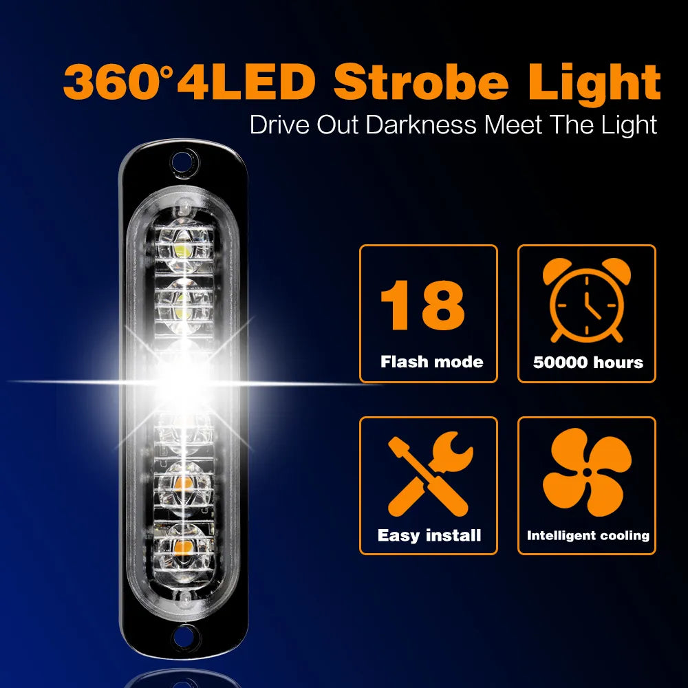 1pcs Led Strobe Warning Light Cheap Strobe Grille Flashing Lightbar Truck Car Beacon Lamp Amber Traffic Light 12V 24V Car Light