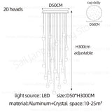 Nordic Minimalist Crystal Raindrop Pendant Light LED Staircase Chandelier For High Ceiling Villa Duplex Home Decor Living Room