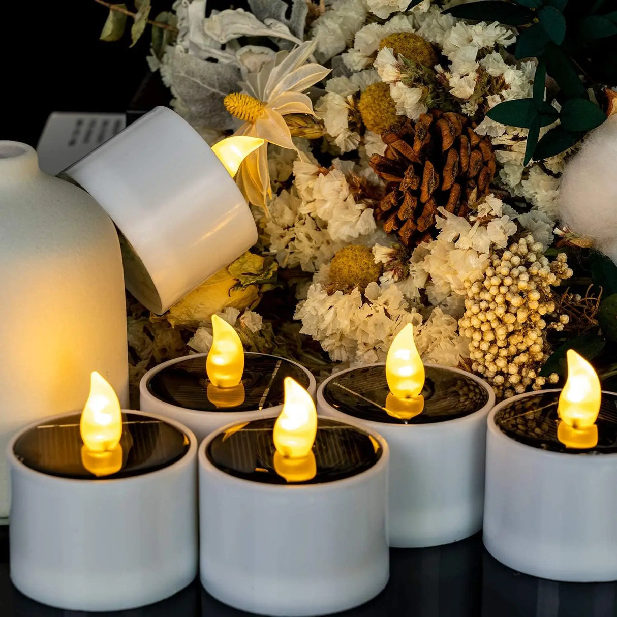 Solar Tea Light LED Candles Outdoor Waterproof Flameless Solar Tea Lights Rechargeable Candles for Party Garden Home Deco