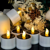 Solar Tea Light LED Candles Outdoor Waterproof Flameless Solar Tea Lights Rechargeable Candles for Party Garden Home Deco