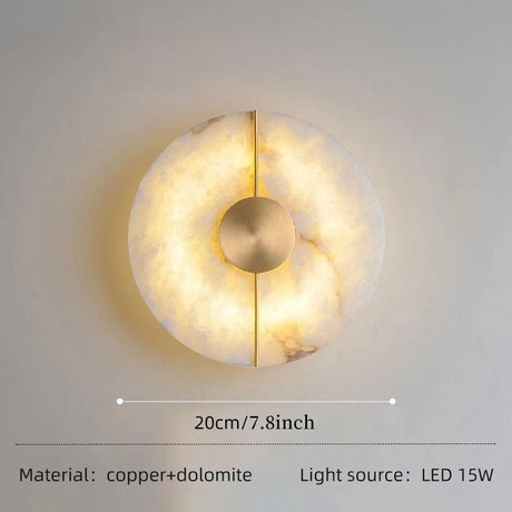 Nordic Modern Creative Marble Wall Lamp for Living Room Gold Copper Home Indoor Decoration LED Sconce Bedroom Bedside Round