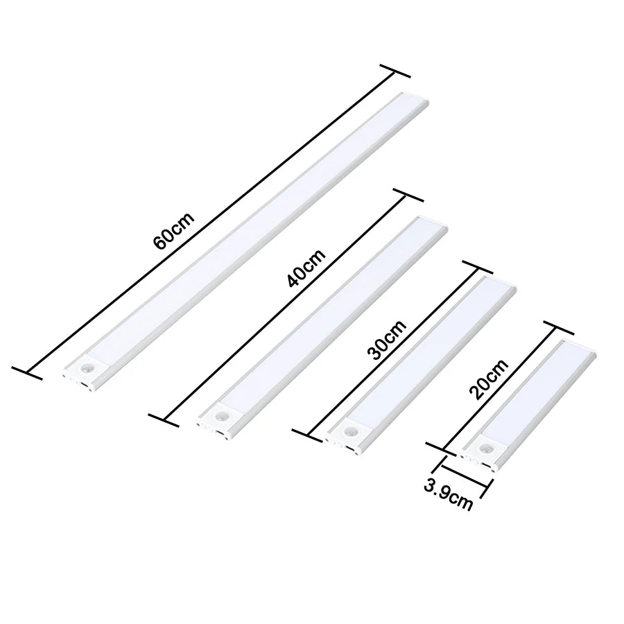 Night Light 20/30/40/60cm Ultra thin LED Light Cabinet Light Motion Sensor Wireless type-c For Kitchen bedroom Wardrobe lighting