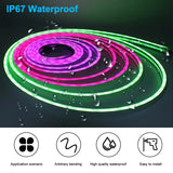 5V USB RGBIC Neon LED Strip Light with Bluetooth App Control & Music Sync - Flexible Waterproof Tape