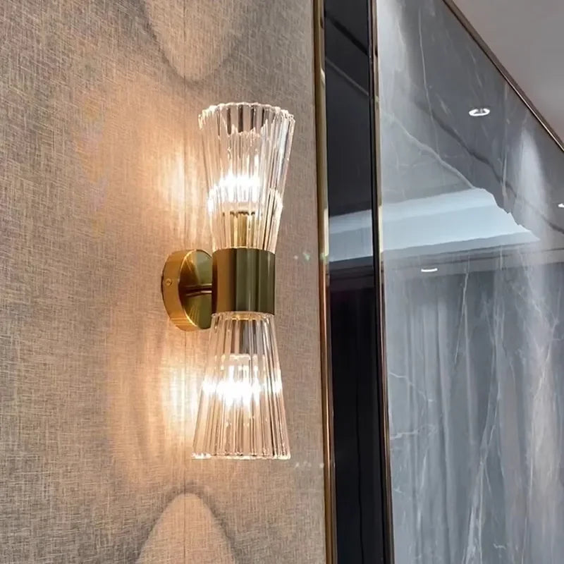 Modern Crystal Wall Lamp Golden Electroplated Metal Corridor Light Stair Aisle Decors Sconce Bathroom Bedroom Parlor Wall Lights