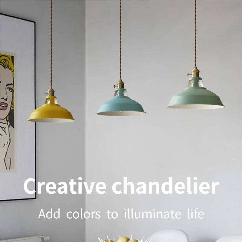 Pendant Light Retro Industrial Colorful Restaurant Kitchen Home Ceiling Lamp Vintage Hanging Light Lampshade Decorative Lamps