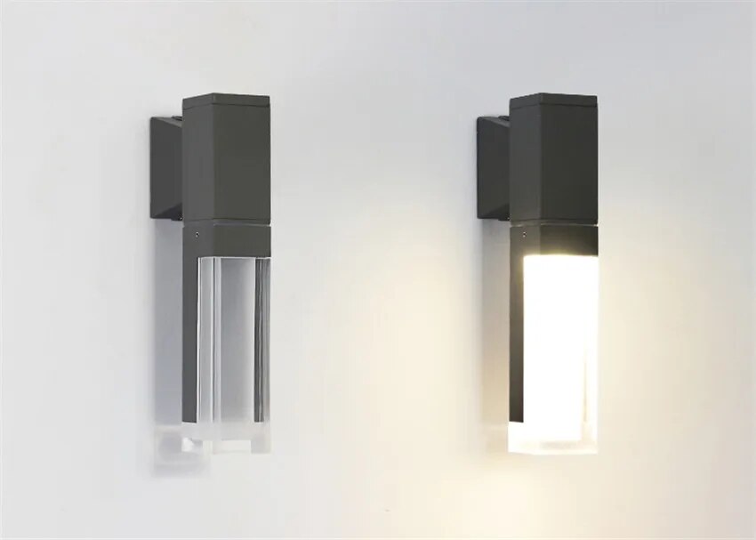 LED Outdoor Waterproof Wall Lights Aluminum Wall Lamp Crystal Indoor Wall Decorate Lighting Garden Porch Light Fixture