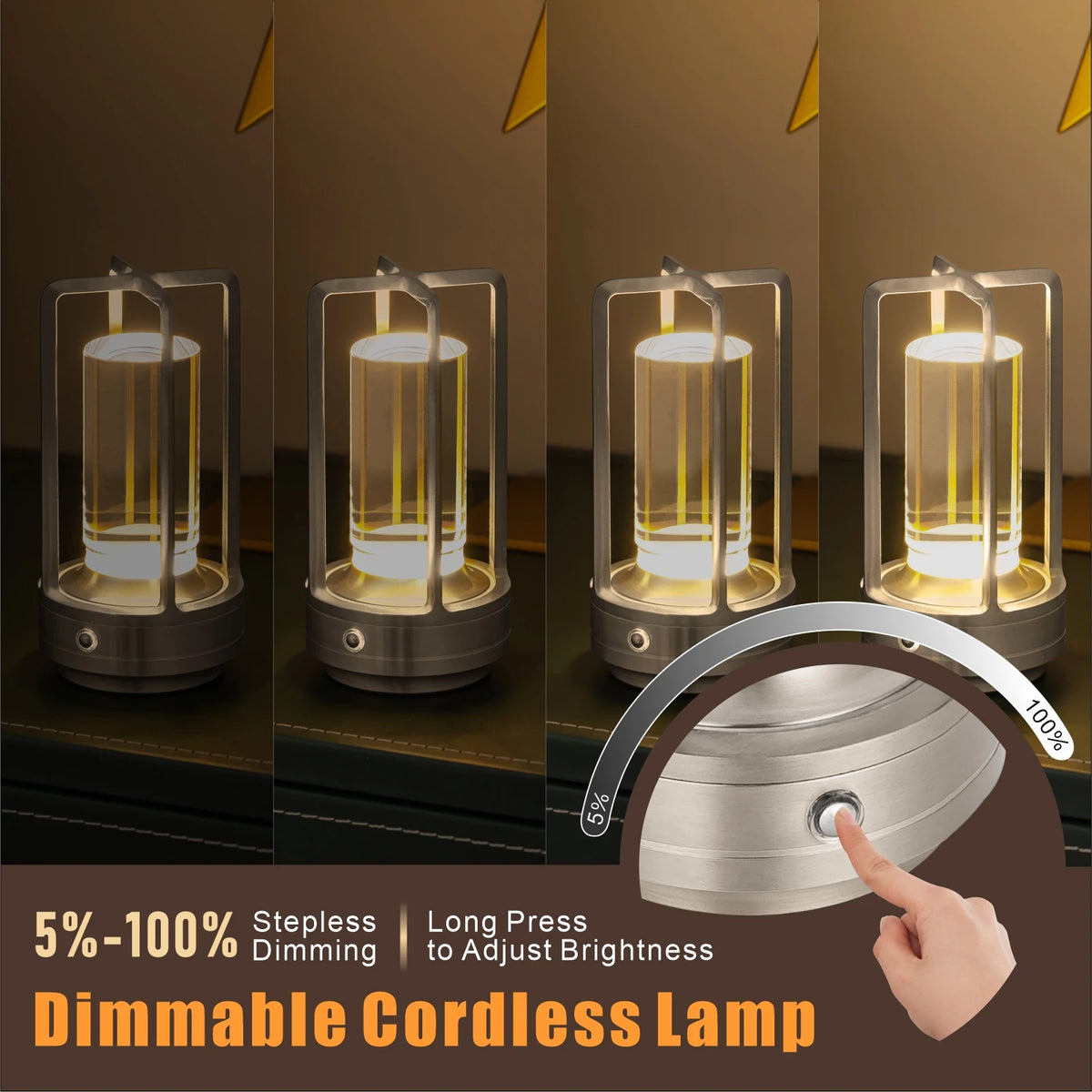 Cordless LED Table Lamp (Rechargeable Battery) - Creative Atmosphere Desk Light for Outdoor Camping, Restaurant, Bar & Bedroom Bedside Decor