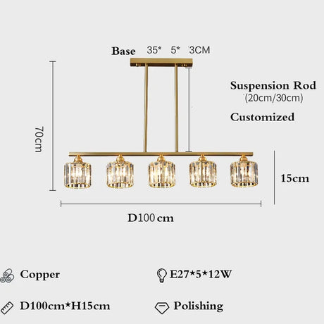 Modern Nordic Retro Luxurious Gold LED Pendant Chandelier Living Room Bedroom Home Decor Hanging Lights Lighting Fixtures Luster's