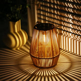 Outdoor Solar Boho Rattan Hanging Lantern Waterproof LED Wicker Lamp for Garden Patio Yard Summer Evening Balcony Wedding Decor