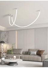 LED Italian minimalist curved line pendant light high-rise duplex apartment hall light modern minimalist living room light