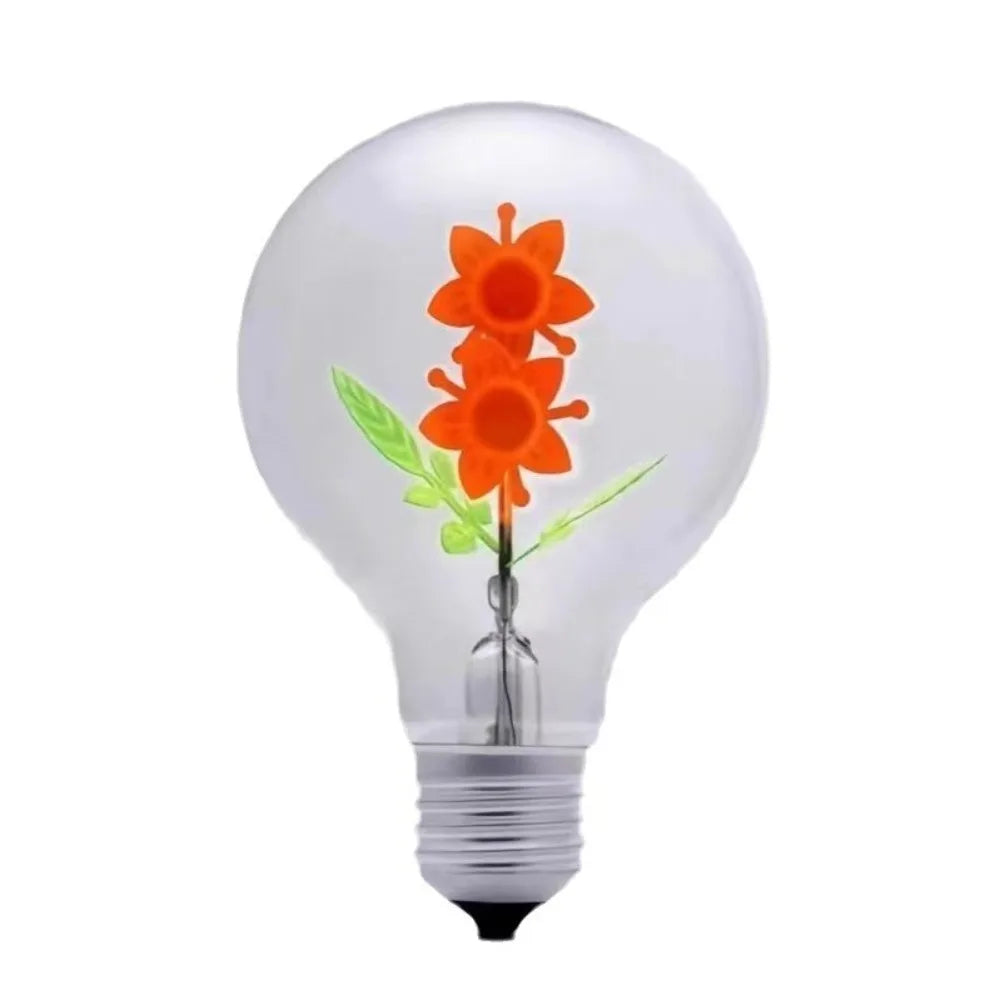Energy Saving Rose Flame Light Bulb Sunflower Heart Art Light Bulb Atmosphere Love Creative Night Lamp Party
