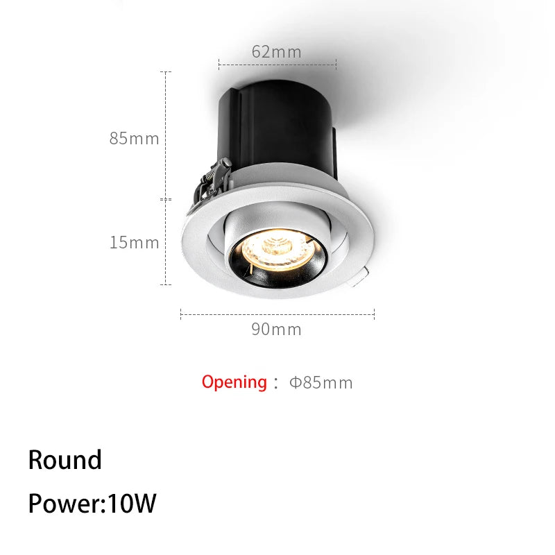 LED Spotlights Telescopic Folding Grille Spot Light Double Heads COB Lamp Square Ceiling Foco Recessed Anti Glare Stretchable