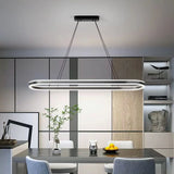 Modern Simple Oval Led Chandelier Aluminium Dimmable Dining Room Pendant Light Lighting Bar Kitchen Hanging Lamp Luster Fixtures