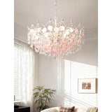 French Vintage-Style Living Room Chandelier In A Retro Blue Shell Villa Duplex Bedroom Crystal Lamp With A Sophisticated Touch