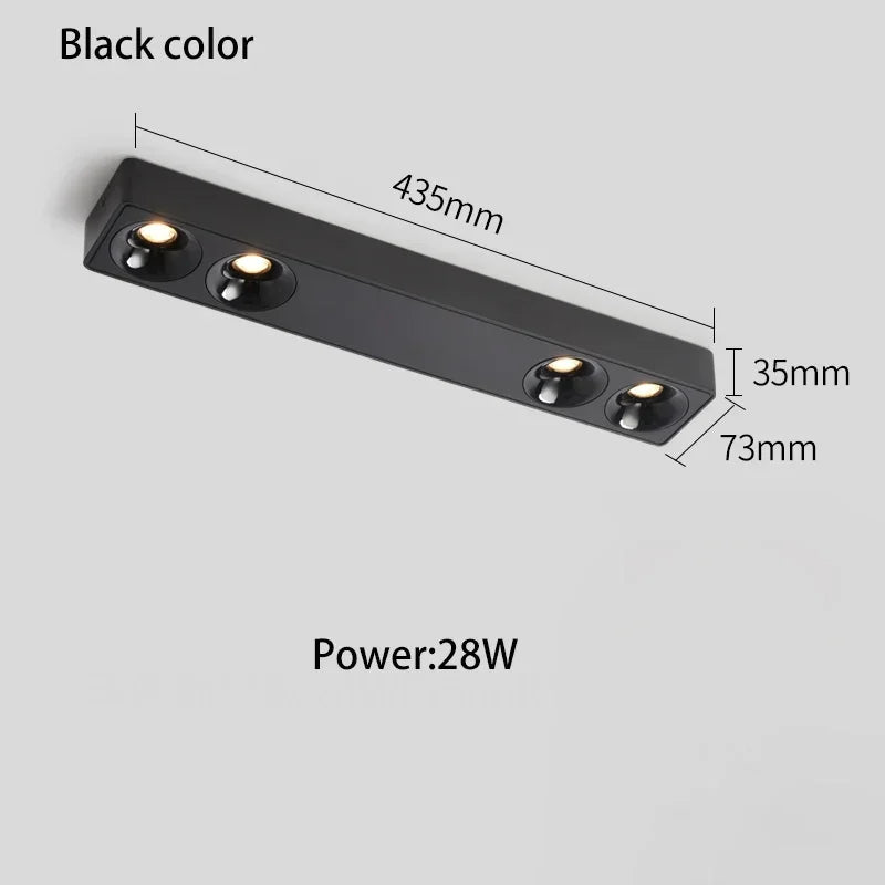 Led Spotlights Surface Mounted Spots Light COB 28W Long Strip Linear Lamp Ultra-thin Ceiling Foco 85-265V White Black